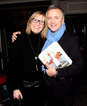 Joerg Knoerr with girlfriend Kerstin Goeritz / Fish and cult book presentation in the fishing harbour restaurant