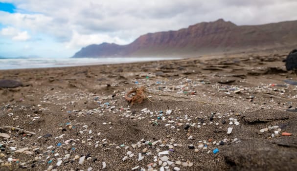 Drift material plastic particles - marine litter - our oceans & beaches sink into plastic waste