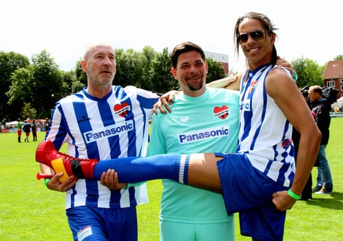 Peter Lohmeyer,Tim Maelzer and Jorge Gonzalez ,charity football game kicking with heart 2014 at the Hohe Luft Stadion Hamburg 22.06.2014
