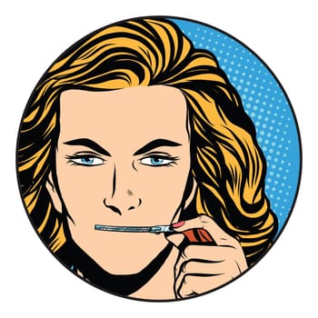 silence girl mouth over zipper closure pop art retro style. The secret of the company. State secret. Silence and mystery