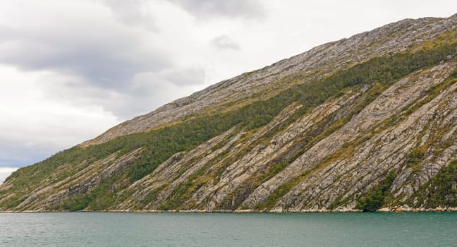 Eroded Granite Hills along the Beagle Channel in Tierra del Fuego in Chile