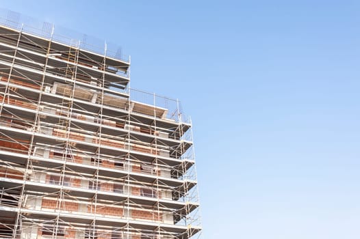 Construction scaffolding of a building under construction
