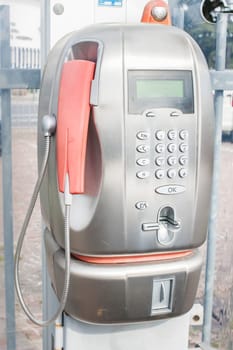 Old public payphone, no longer in operation.