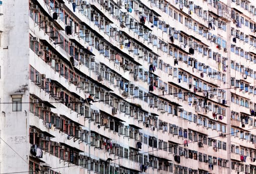 Old apartments in Hong Kong at day