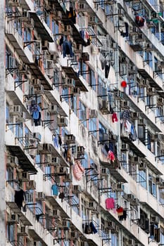 Old apartments in Hong Kong at day