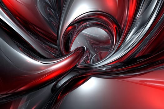 The shape is made up of smooth curved surfaces. Black and red abstract shape