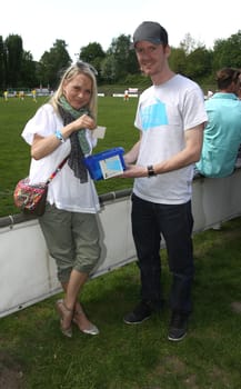 Nova Meierhenrich and Jan Sculptor ,kickHIV! Together against AIDS in South AfricaCharity Soccer Game in Hamburg . The start of the nationwide action days kickHIV! from the young charity Go Ahead! is the football match "Celebrities against university students"" on 23.05. at Altonaer Stadion 93 in Hamburg! Now exclusively win a player's place in the uni team in the football duel and against celebrity greats /"