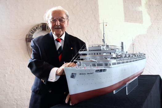 Heinz Schön ( one of the last survivors of the Gustloff) ,UFA Filmproduktion donates large model of the "Wilhelm Gustloff"" at the International Maritime Museum Hamburg . UFA Filmproduktion and ZDF have now decided to give the International Maritime Museum Hamburg the original ship model of the filming and thus make it accessible to the public."
