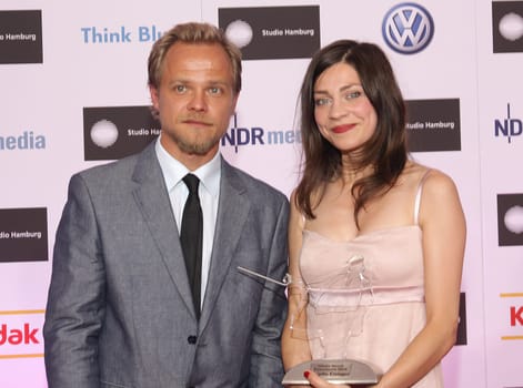 Claudia Eisinger ( Best Young Actress ) and laudator Matthias Koeberlin ,Studio Hamburg Young Talent Award in Hamburg