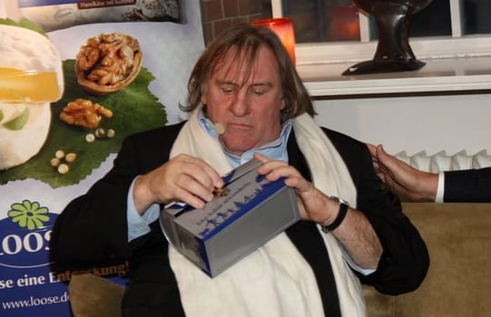 Gérard Depardieu in Hamburg - Ambassador for German sour-milk cheese in the restaurant Schönes LebenAlter Wandrahm Hamburg