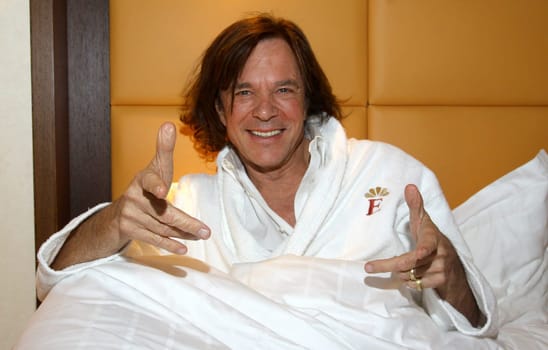 Juergen Drews in bed ,at the end of the press conference "My Star of the Year"",Hamburg"