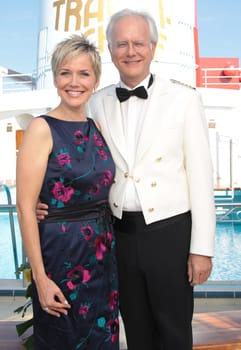 30 Years Traumschiff Anniversary on the MS Deutschland in Hamburg,Cruisecenter on 20.08.2011 / Inka Bause and Harald Schmidt