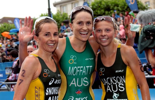 Emma Jackson, Emma Moffatt, Emma Snowsill,  Dextro Energy Triathlon ITU World Championship Hamburg 2011 Elite Women