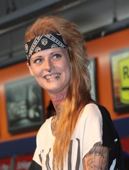 Jennifer Weist ,Showcase and autograph session of the German rock band Jennifer Rostock at Saturn in Moenckebergstrasse,Hamburg,02.08.2011