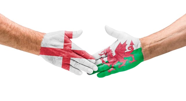 Football teams - handshake between England and Wales
