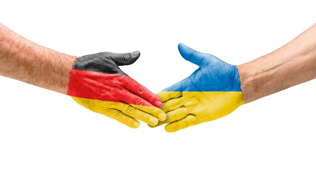 Football teams - handshake between Germany and Ukraine