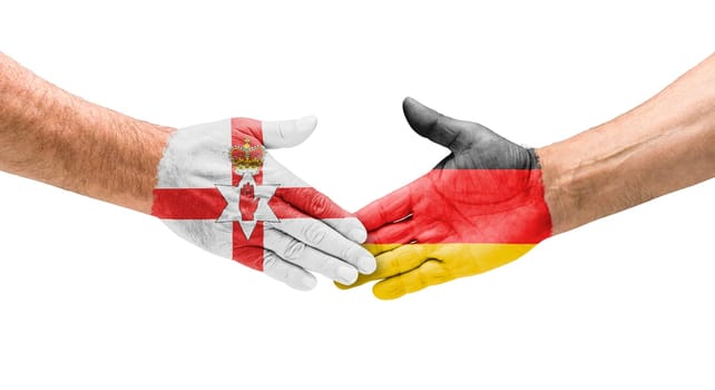 Football teams - handshake between Northern Ireland and Germany
