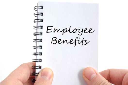 Employee benefits text concept isolated over white background
