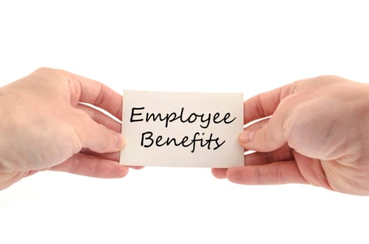 Employee benefits text concept isolated over white background