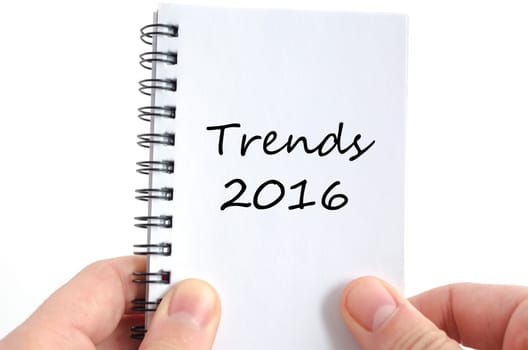 Trends 2016 text concept isolated over white background