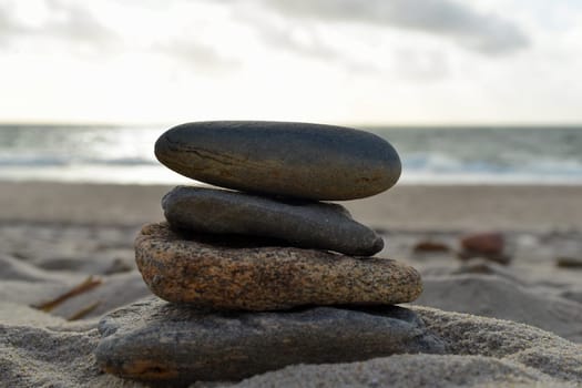 Stone tower on the beach