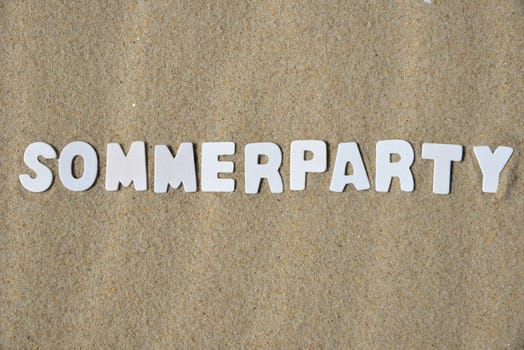 Summer party party word letters sand beach