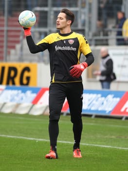 Goalkeeper Janis Blaswich (SG Dynamo Dreden) 3rd League Season 2015/2016 Point game Hallescher FC against SG Dynamo Dresden