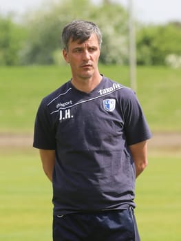 Head coach Jens Härtel (1.FC Magdeburg) during training on 12.5.2016 in Magdeburg