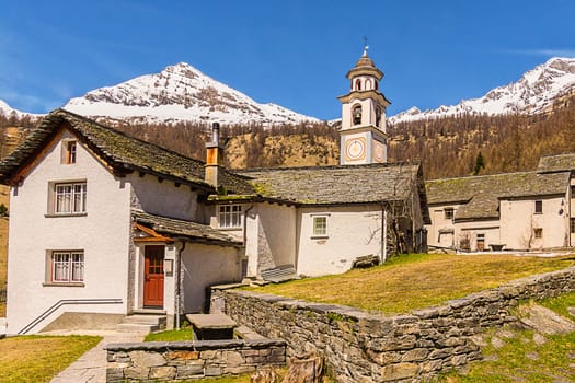 The steeple of Bosco Gurin