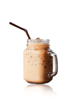 Iced coffee isolated on white background, stock photo