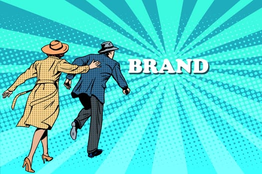 Family and sale of the brand pop art retro style. Seasonal sale. Consumer excitement
