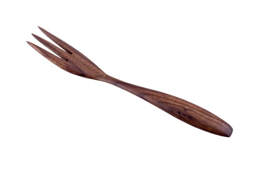 Wooden fork isolated on a white background