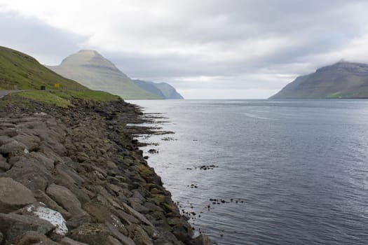 The island Kalsoy on the Faroe Islands with Kalsoyarfjørdur
