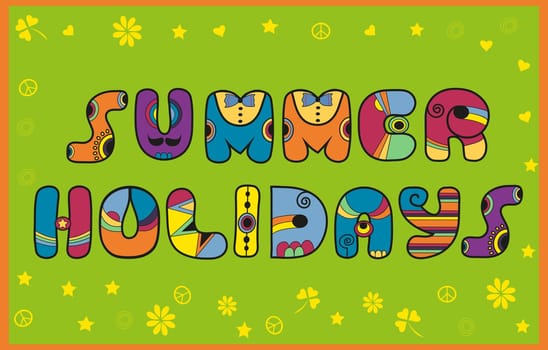 Inscription Summer Holidays. Colored Letters. Vector Illustration