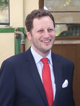 Prince Georg Friedrich of Prussia (great-great-grandson of Kaiser Wilhelm II) in the state capital Magdeburg at the reception by the Mayor Dr. Lutz Trümper (independent) on May 22,2016