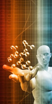 Science Technology with Human and Floating Molecule Structure