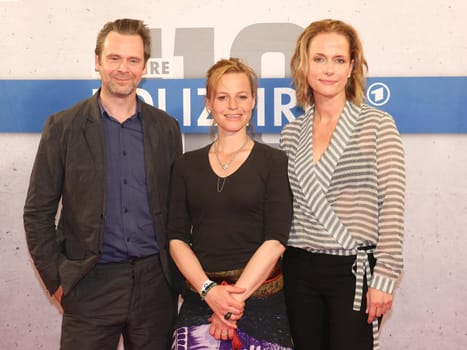 Matthias Matschke (Hauptkomissar Dirk Köhler) Polizeiruf 110 Magdeburg,Maria Simon (Olga Lenski ) Polizeiruf 110 Brandenburg und Claudia Michelsen (Hauptkommissarin Doreen Brach) Polizeiruf 110 Magdeburg) at the premiere "Endstation"" - 45 Jahre Polizeiruf 110 at CinemaxX Magdeburg on 23.05.2016"
