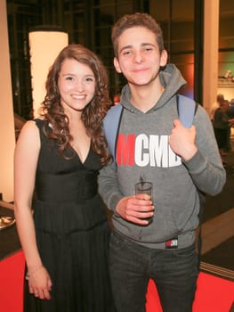 Actress Janina Fautz (Bella) and actor Nino Böhlau (Sascha Schilchow) in polizeiruf 110 from Magdeburg at the premiere "Endstation"" - 45 jahre Polizeiruf 110 at CinemaxX Magdeburg on 23.05.2016"