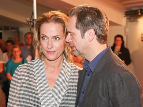 Actress Claudia Michelsen (Chief Commissioner Doreen Brach) and actor Matthias Matschke (Chief Commissioner Dirk Köhler) both in polizeiruf 110 Magdeburg at the premiere "Endstation"" - 45 jahre Polizeiruf 110 at CinemaxX Magdeburg on 23.05.2016"