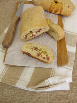 Hand bread stuffed with cheese and ham