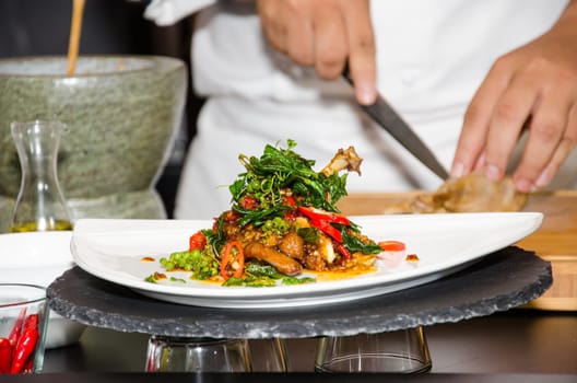 Stir-fried duck and basil, Thai cuisine