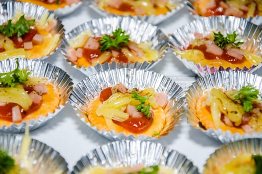 Crackers with ham cheese for breakfast or snack with tea.