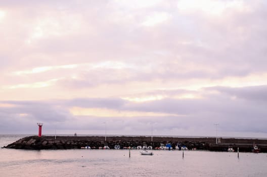 Cloudscape, Colored Clouds at Sunset near the Ocean