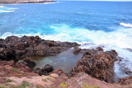 Dry Lava Coast Beach in the Atlantic Ocean