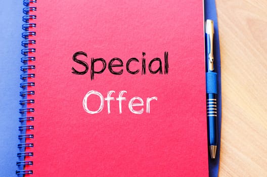Special offer text concept write on notebook
