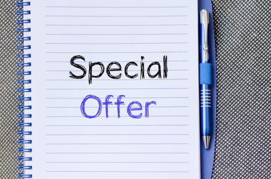Special offer text concept write on notebook