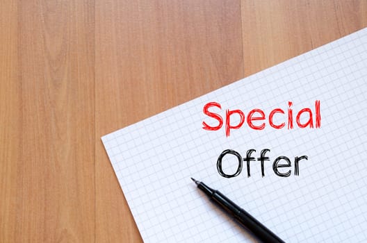 Special offer text concept write on notebook