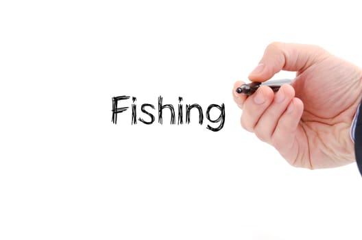 Fishing text concept isolated over white background