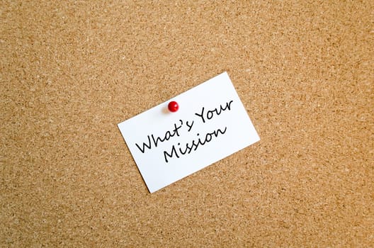 Sticky Note On Cork Board Background And Text Concept