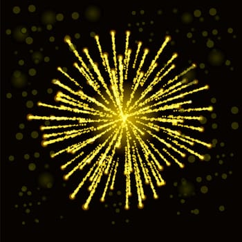 Firework Lights up the Sky on Black Background